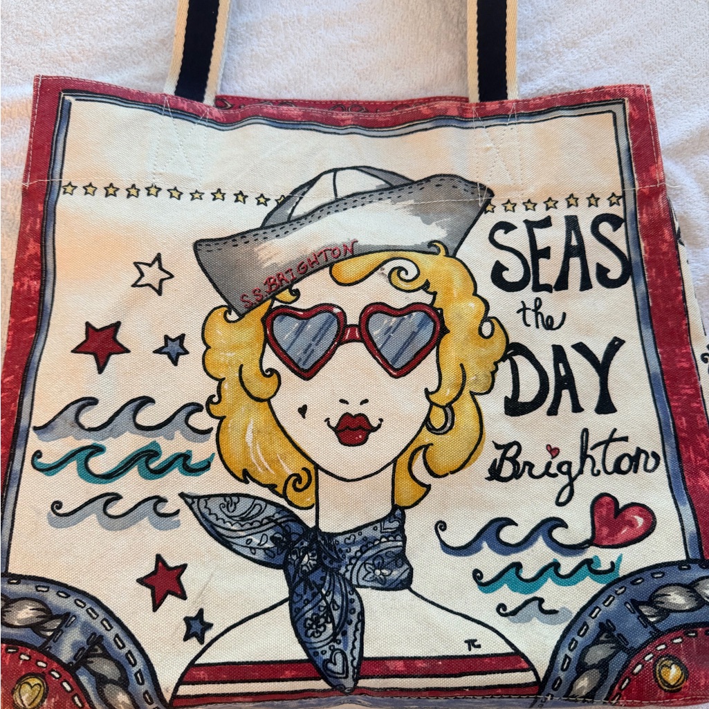 Brighton Nautical Art Tote  Red Blue Yellow